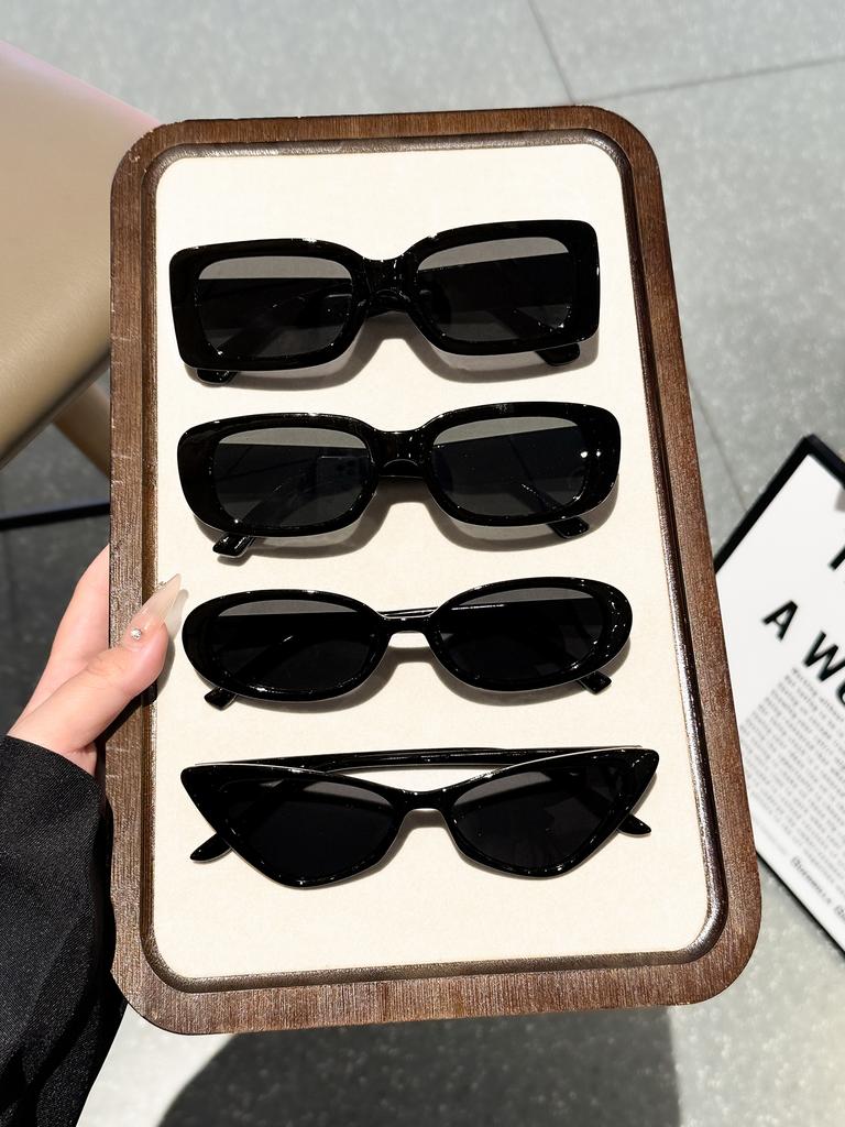 4Pcs Retro Fashion Mixed Shape Frame Sunglasses Uv Protection Casual Fashion Women's Sunglasses Set Stylish for Beach Vacation