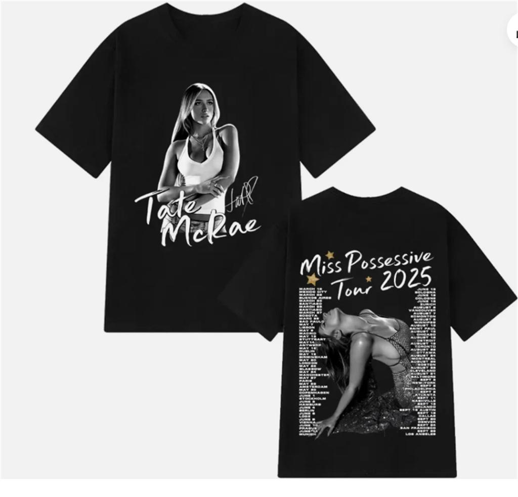 T-shirt Stampata 3D Concerto Tate McRae Regalo per Unisex e Donne Moda Casual Fan Manica Corta Top Largo da Esterno