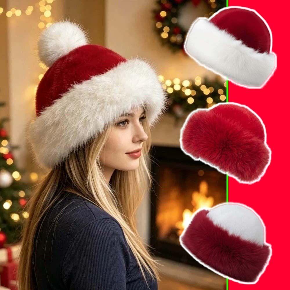Thick Plush Fluffy Trapper Cap Faux Fur Plush Bucket Hats Christmas Fur Hat Festival Party