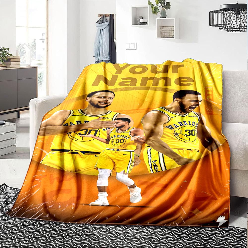 Golden State Curry Customize Text Blanket Throw Personalized Blanket Soft & Cozy Throw For Bedding Home Decor Nap Office Chair All-Season Use
