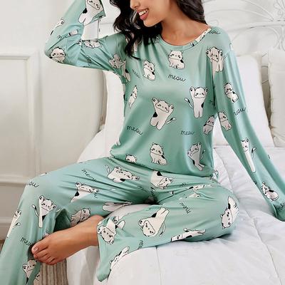 Pigiama da Donna Pigiami Set Pigiama Manica Lunga Top e Pantaloni Biancheria da Notte Due Pezzi Pigiama Autunnale Morbido Comodo Abbigliamento per la Casa