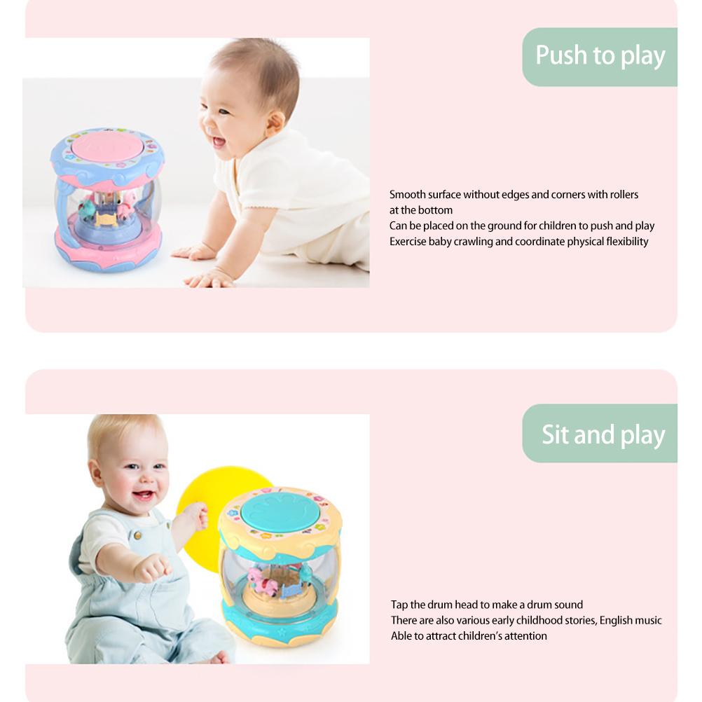 Baby Drum Instrument Music Toys Carousel Music Hand Drum Toy with Light Early Educational Toys for Babies