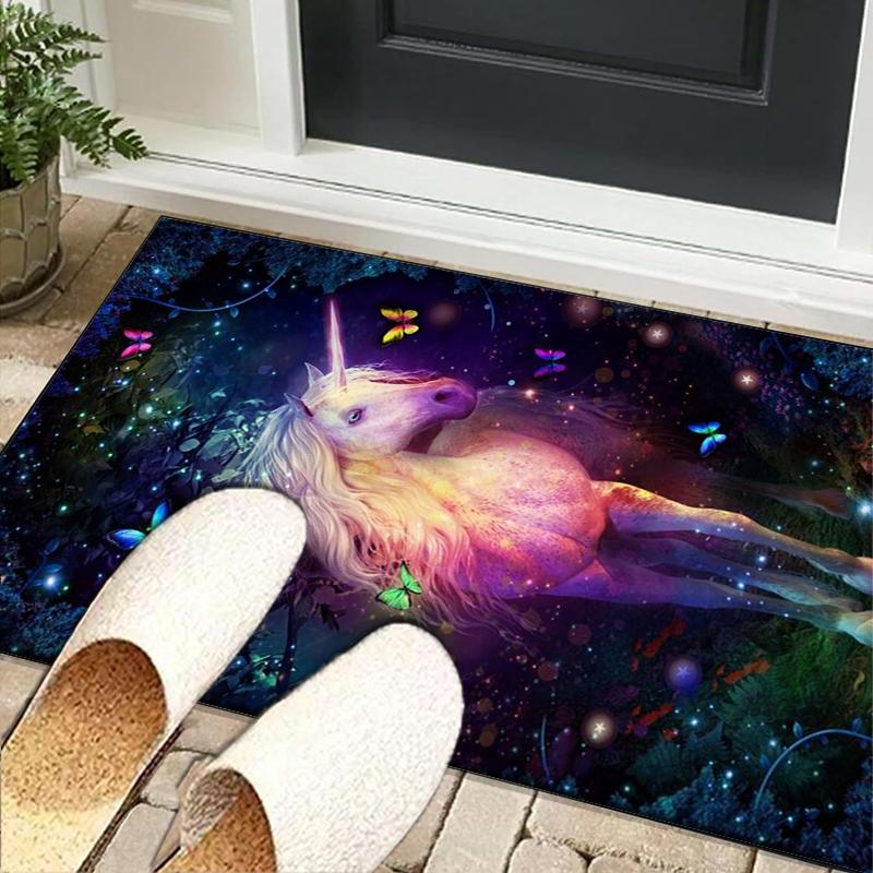 Magical Unicorn Garden Office Rug Chair Mat, Entryway Carpet, Suitable for Front Door, Bedroom, Living Room, Desk, Holiday Gift