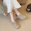 2025 height increase outer wear Roman style women's shoes summer hollow breathable bag head soft sole semi-drag cool slippers Birken slippers