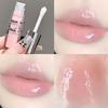 Peach Pink Moisturizing Lip Gloss with Fine Shimmer Long-Lasting Non-Stick Jelly Lip Plumping Korean Makeup
