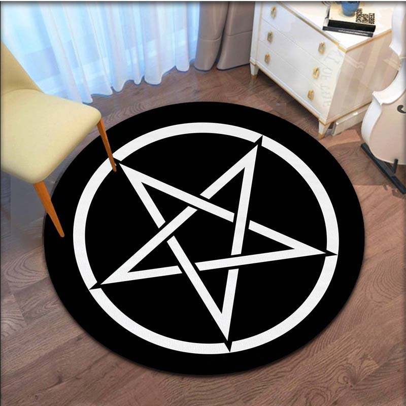 

Сверхъестественный символ пентаграммы, ковер, круглый ковер, напольный коврик для гостиной, фланелевый нескользящий коврик, домашний декор 140