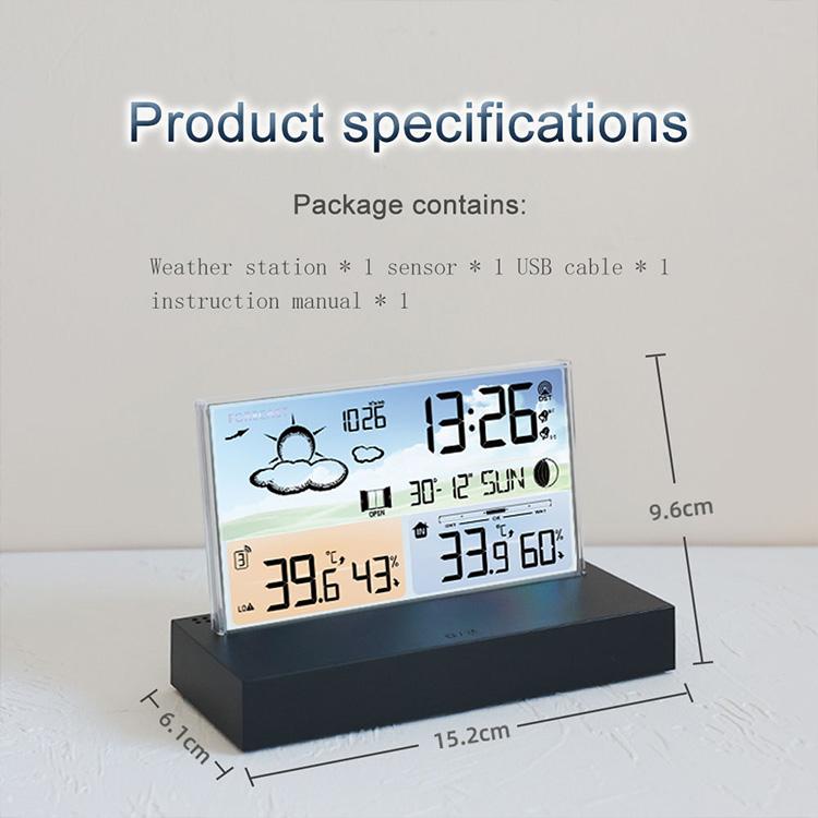 Drahtlose Wetterstationsuhr, digitales Thermometer-Hygrometer mit Wettervorhersage und Mondphasen-LED-Thermometer-Hygrometer