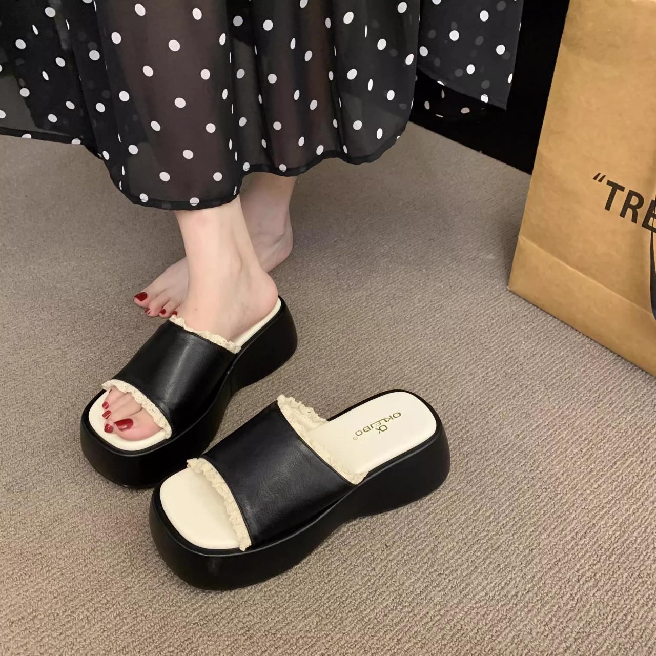 

Балетки на платформе, женские шлепанцы, повседневная новая летняя обувь 2025, трендовые сандалии с ремешком на пятке, женские шлепанцы, пляжные слайды, zapatos 40 чёрный