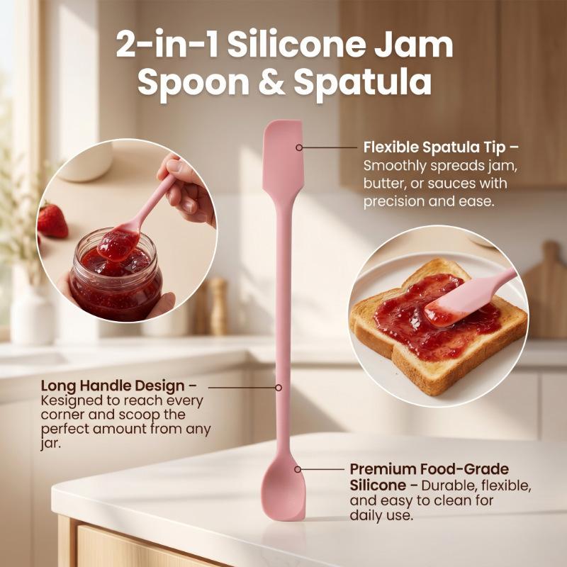 2/4Pcs Silicone Jam Spoon Scraper Heat Resistant Food Grade Non-Stick Kitchen Gadget for Baking Dessert Making