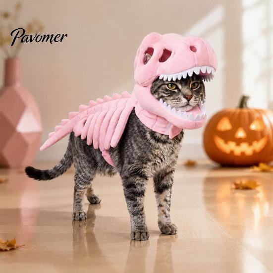 Pet Photography Prop Dinosaur Skeleton Costume, Glow-in-The-Dark 3D Apparel, Halloween Holiday Party Dog Clothes Dino Outfit for Dogs Cats,