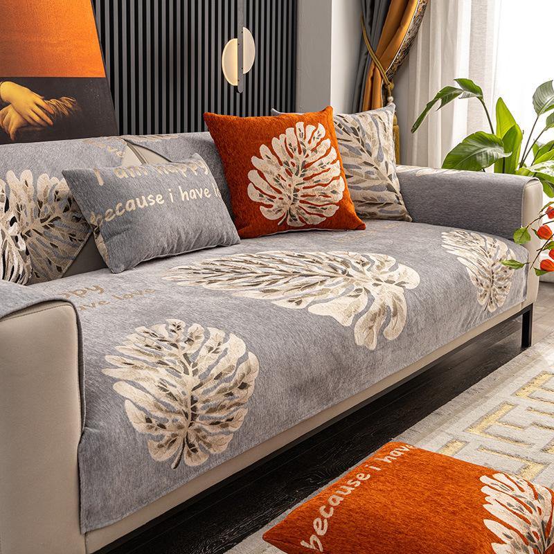 Chenille Light Luxury Sofa Cushion Four Seasons Universal Non-Slip Combination Sofa Cover Modern Simple Cushion