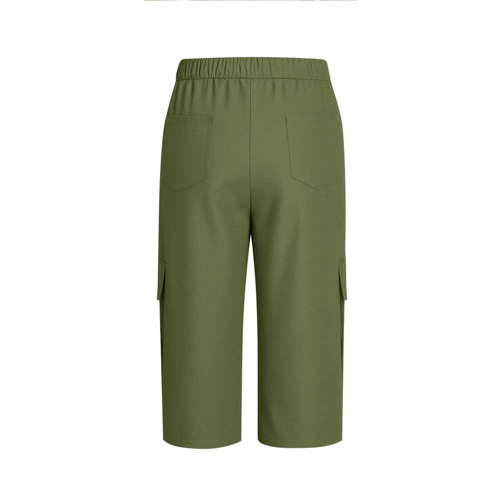 Casual Effen Kleur Outdoor Cargo Capri Broek Elastische Tailleband Meerdere Zakken Lichtgewicht Ademende Stof Geschikt voor Wandelen en Dagelijks Gebruik