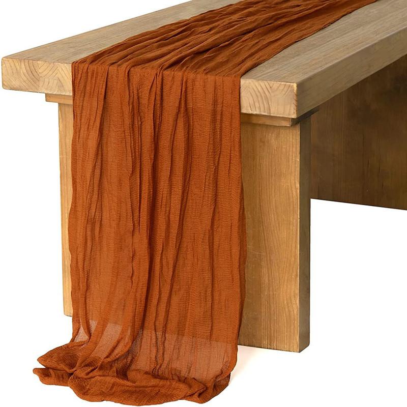 Dekorace jídelního stolu Rezavá sada ubrusu Svatební dekorace Polyesterová gázová Prachově modré ubrousky Dárkové běhouny na stůl 90x180cm