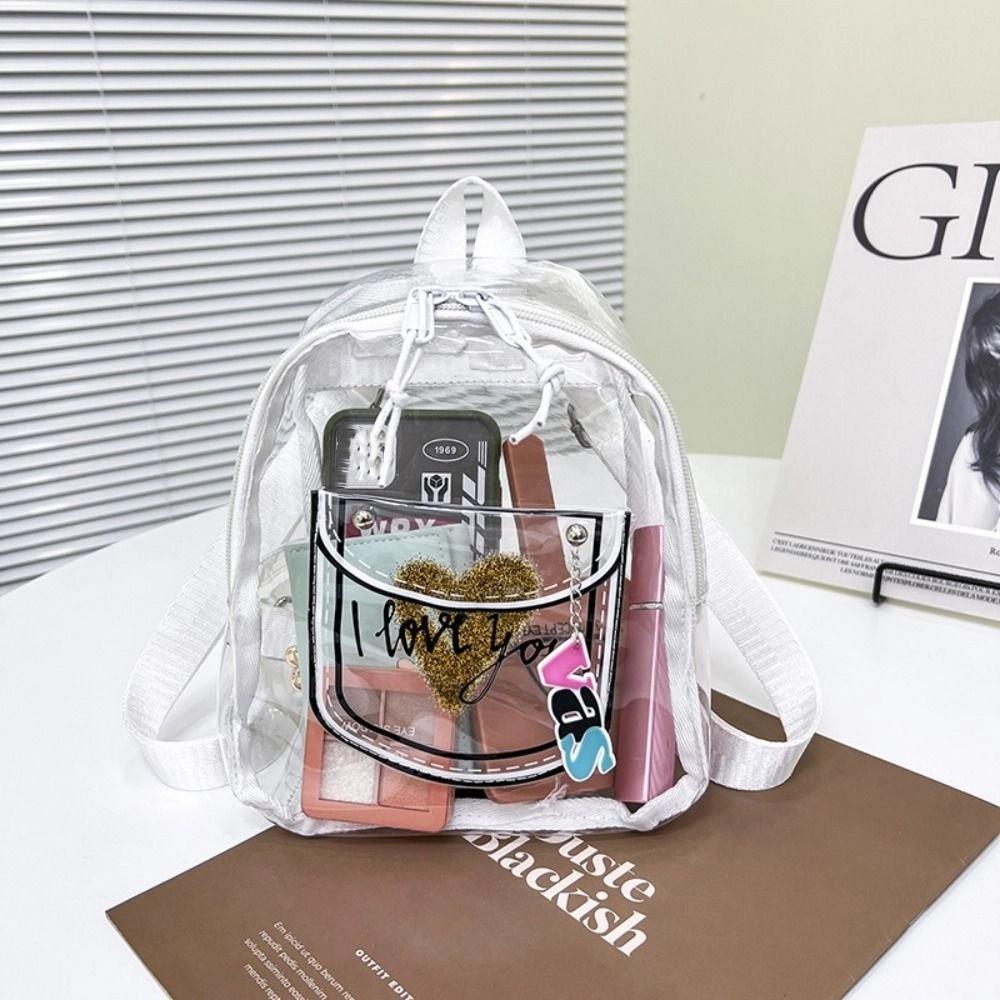 Large Capacity Fashion Jelly Bag PVC Shopping Bags Casual Transparent Backpack  Outdoor