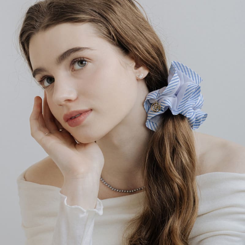 HAS HTY028 Shirring Stripe Hair Scrunchie