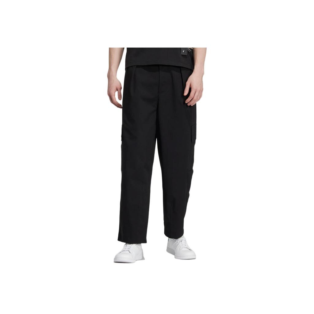 Adidas Originals Trefoil XL Loose Straight-Leg Sports Pants Unisex Bottoms Black HR3480