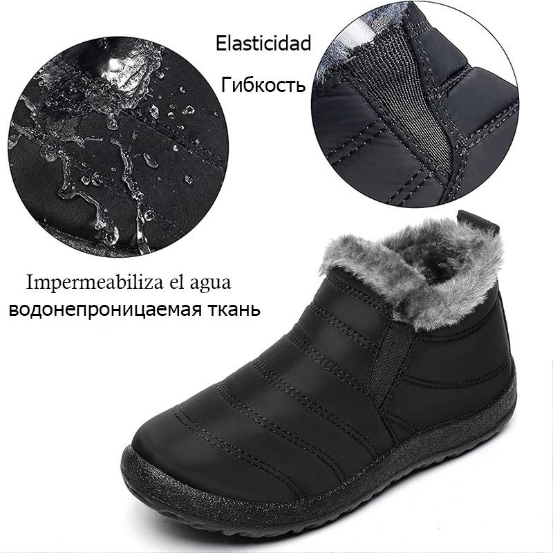 Men's Boots Slip On Ankle Boots Winter Shoes Men Waterproof Snow Boots Winter Botas Para Hombre Lightweight Fur Casual Sneakers