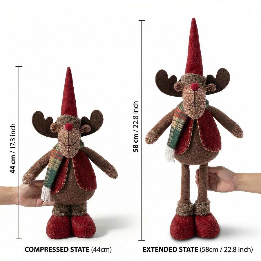 Christmas Telescopic Reindeer, Snowman, and Santa Claus Doll Ornaments – Festive Desktop Decorations