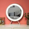 Nordic LED Makeup Mirror 3 Color Variable Light Smart Gold Metal Frame Round Desktop Dresser  Decorative  50cm MJ