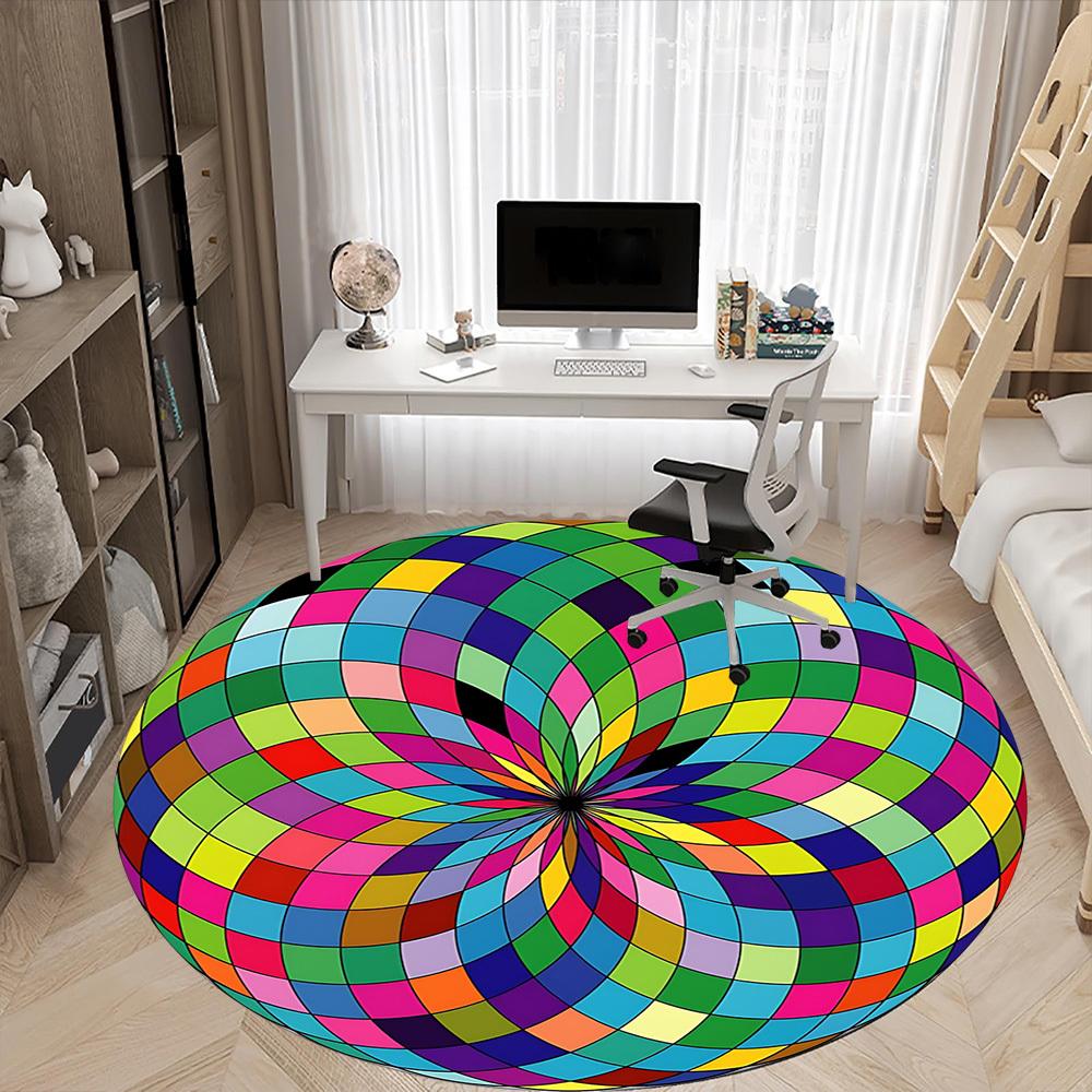1pc Colorful Sphere Pattern Chair Carpet for Office Non-Slip, Machine Washable Rug for Office - Holiday DecorMachine Made yy251029093