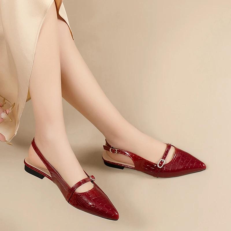 Shoes Female Slingbacks Women's High Heels Fashion Buckle Strap Office and Career New Belt Buckle Closed Toe Sandals