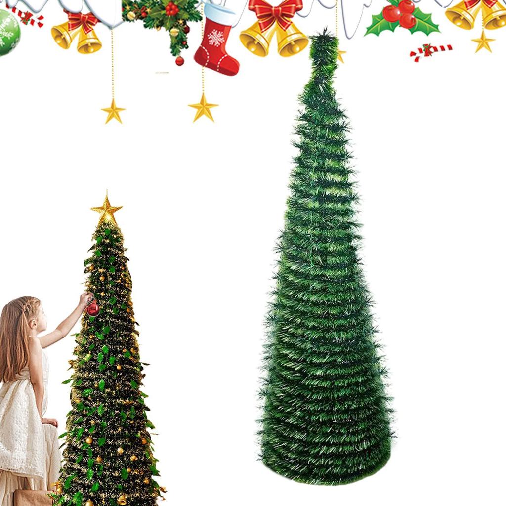 Christmas Tree 150cm Faux Christmas Tree Foldable Artificial Xmas Tree for Home Indoor Decor Party Winter Holiday Festival Decor