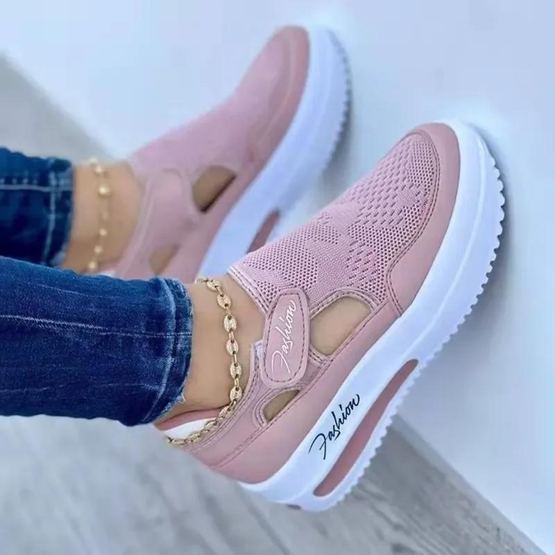 Fashion Casual Shoes Women Breathable Mesh Sandals Fashion Brand Summer Women Sandals Platform Vulcanized Shoes Femme New  Sneakers2024