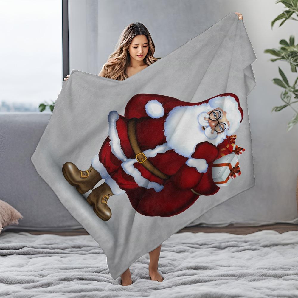 TU Fluffy Santa Blanket Cozy Throw Sherpa Fleece Navidad Christmas Gift Festive Holiday Decor Warm Soft Bedspread Home Decor