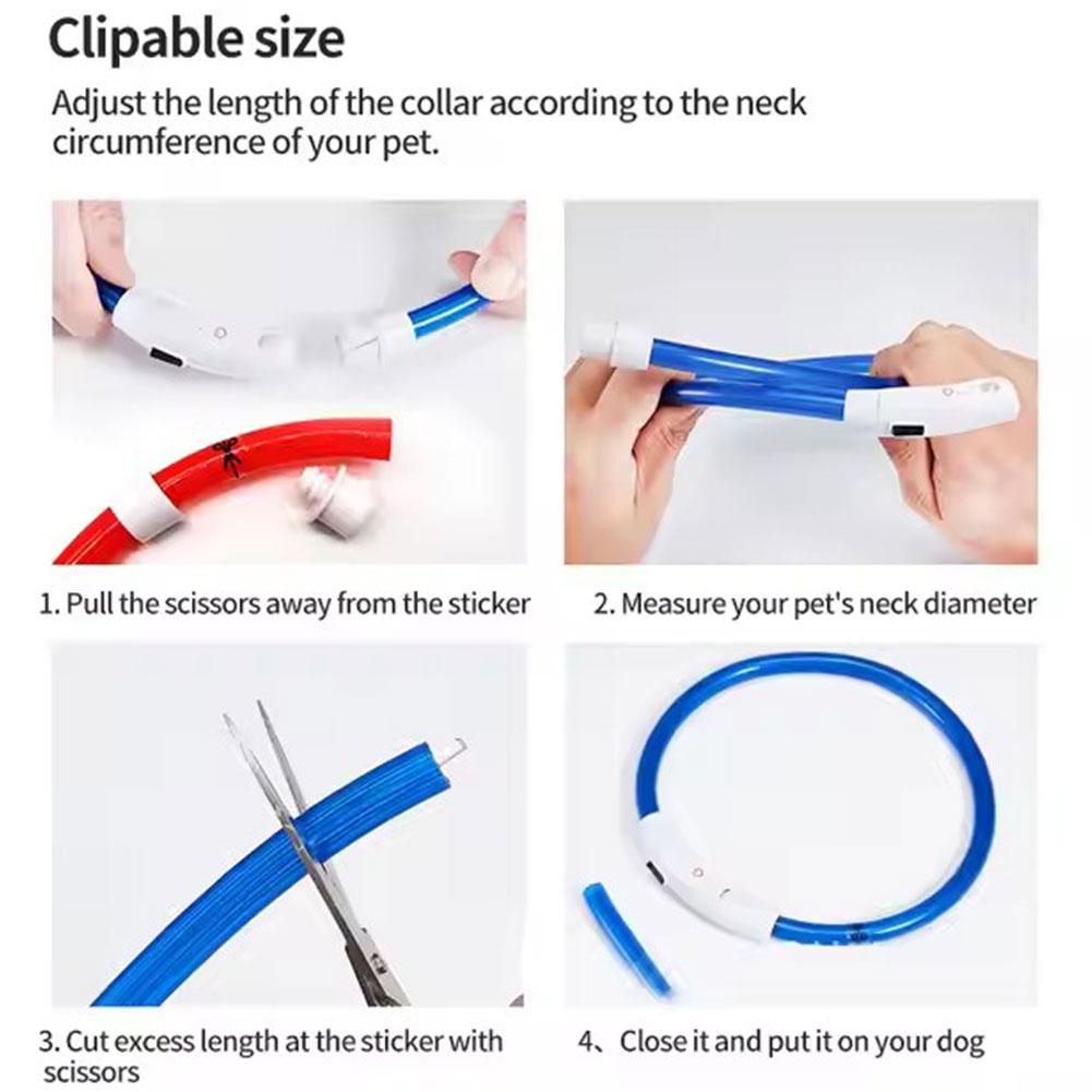 Świecąca Obroża dla Psa Światło Ładowane Naszyjnik dla Kota, Modna Migająca LED DIY Świecąca Obroża Bezpieczeństwa dla Psów Akcesorium dla Zwierząt Nocą