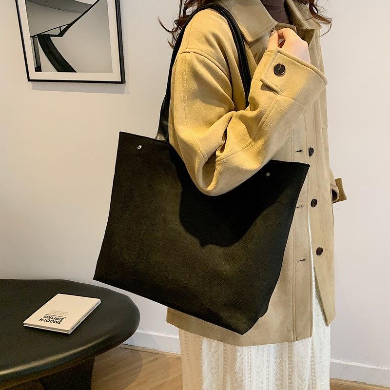 Зима 2025 Матовая замша Большая вместимость Повседневная модная сумка-тоут