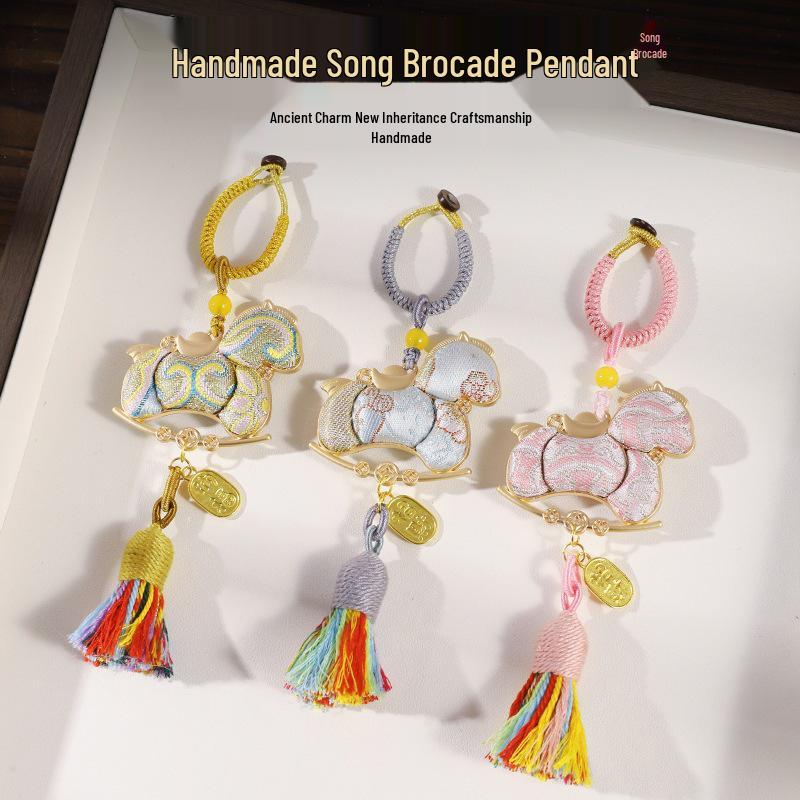 Handmade Year of the Horse Brocade Keychain Ornament