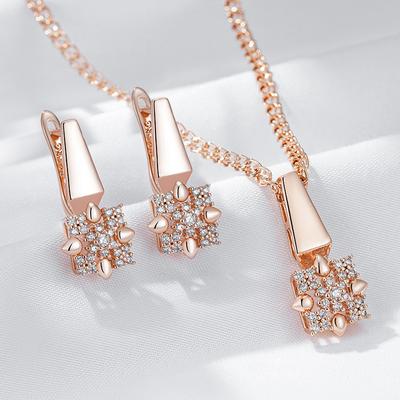 Roségoldfarbene Kristall-Blumen-Hängeohrringe Anhänger für Damen Natürliche Zirkon-Accessoires Täglicher Feinschmuck