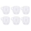 6Pcs Double Wall Glass Coffee Mugs Set Clear Insulated with Handle Egg Shaped for Juice Beer Water 350ml