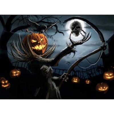 Ścieg krzyżykowy diamentowe mozaiki obrazy diamentowe hafty Halloween szkielet dyni
