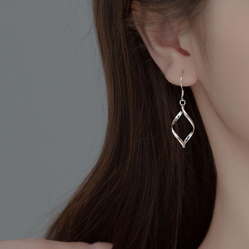 

Sterling Silver Needle Long Leaves Tassel Earrings Stylish Geometric Design Earrings Exaggerated Spiral Leaves Ear Rings Cut Out Spiral Leaf Ear Hook