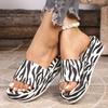 Fashion Fashion Zebra Print Platform Slippers Women 2025 Summer Comfort Thick Sole Beach Slides Woman Lightweight Non Slip Wedge Sandals