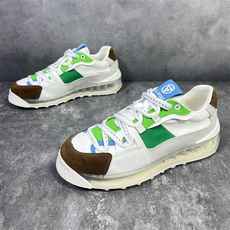 

Кроссовки мужские на толстой воздушной подушке, кроссовки для бега, модные повседневные, из кожи и ткани, дышащие, с увеличенной высотой, на плоской платформе 38