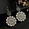 Cross Retro Bohemian Ethnic Print Patchwork Round Wooden Earrings