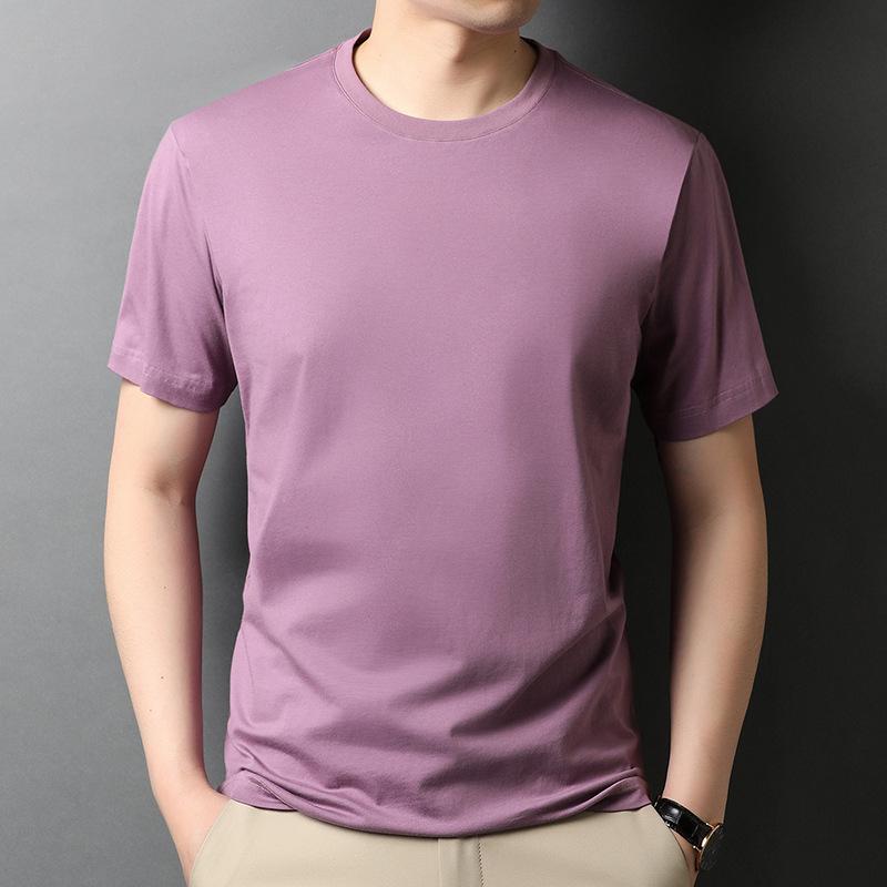 Men's Slim Fit Short-Sleeve Solid Color T-Shirt, 100% Cotton, 220g, Breathable and Trendy