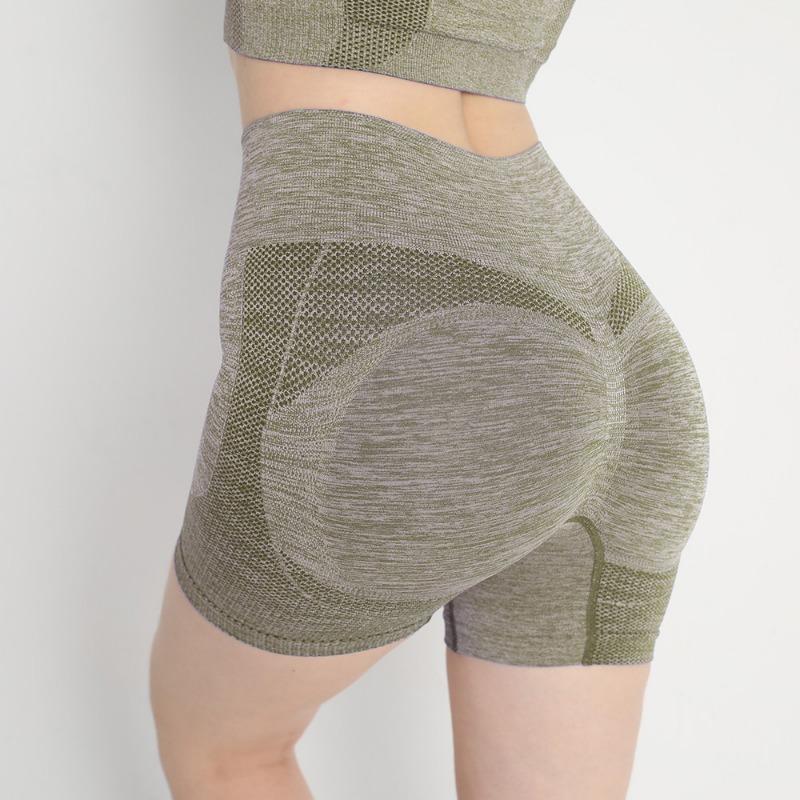 Seamless Peach Hip Fitness Yoga Pants Women's High-waist Hip-lifting Abdomen Tight-fitting Sports Quick-drying Bottoming Three-point Shorts