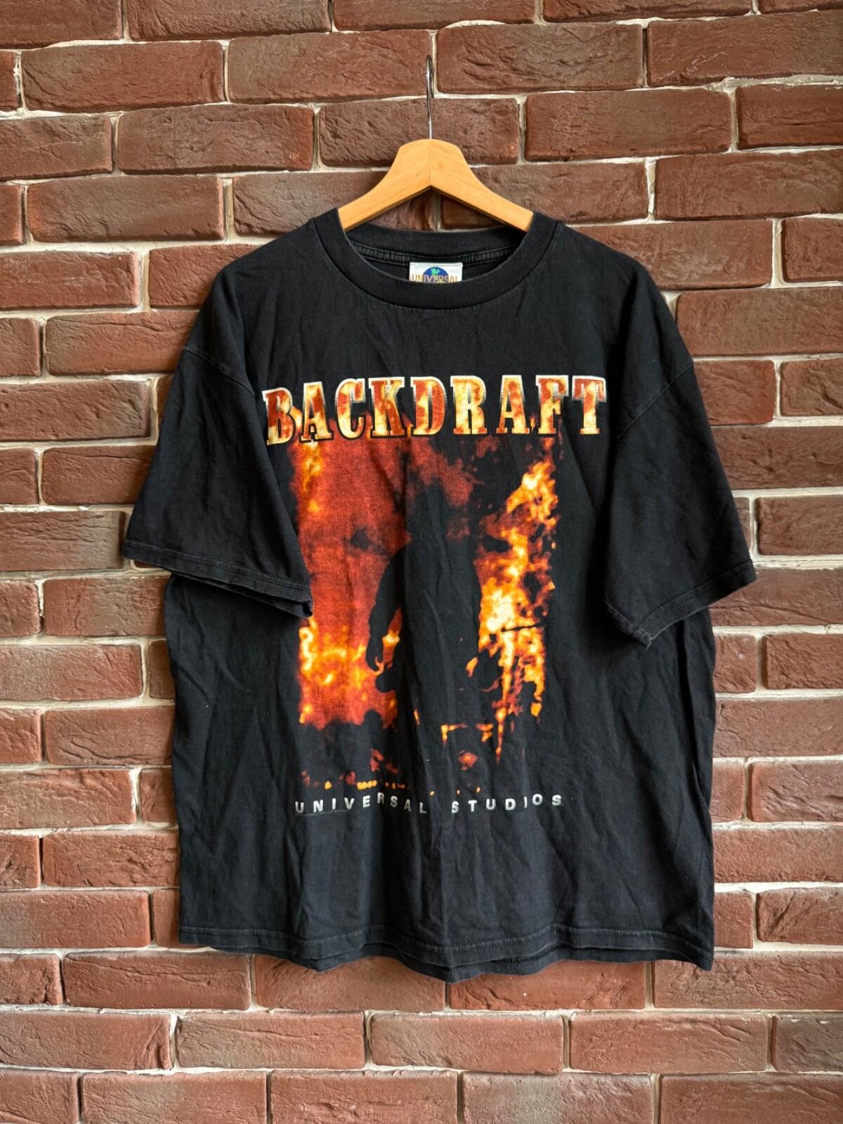 Vintage Backdraft Movie Promo T Shirt Adult Mens XL Universal Studios 90s Black Unisex T-Shirt S
