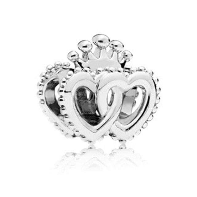 New Zircon Crown Pendant Bead Safety Chain Fit Original Fashion Charms Silver Color Bracelet Women Girl Jewelry Custom