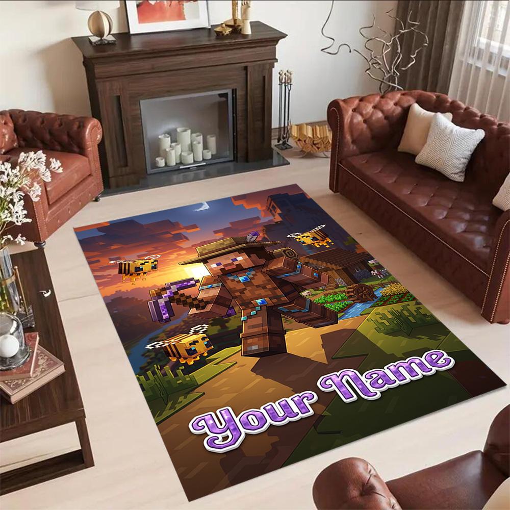 Minecraft Personalized Text Area Rug Design For Bedrooms Study Room Living Rooms Kitchen Antislip Carpet Anime Office Decor Wedding Party Gift