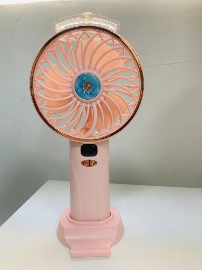 Handheld/Desk Mist Cooling Fan with Digital Display & Silent, Brushless Operation