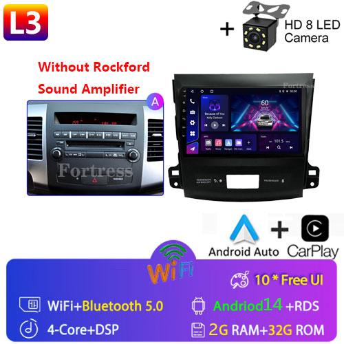 9"Android 14 Autoradio Carplay for Mitsubishi Outlander 2/Peugeot 4007/Citroen C-rosser Multimedia Video Player 4G GPS Stereo FM