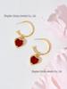 Retro Ruby and Diamond Heart Jewelry Set: Earrings, Ring, Necklace