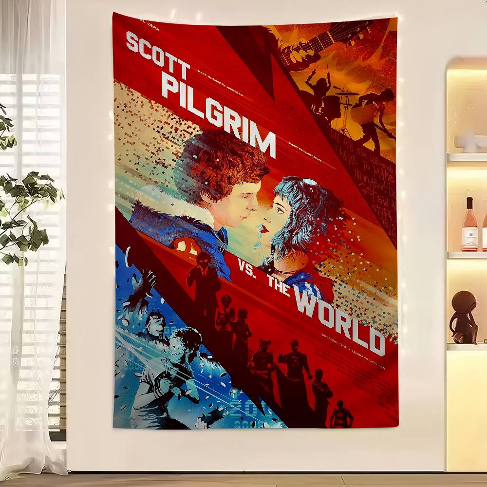 Vintage Film Scott Pilgrim VS The World Buntes Wandbehang Wandbehang Tarot Hippie Wandteppiche Schlafsaal Wandkunst Dekor