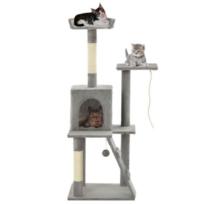 VidaXL Cat Tree with Sisal Scratching Posts 120 Cm Grey