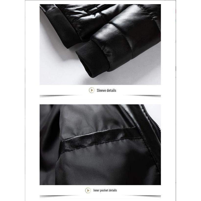 Winter Men's Leather Cotton Jacket Thick Fur Collar Jacket Thickened Warm Jacket