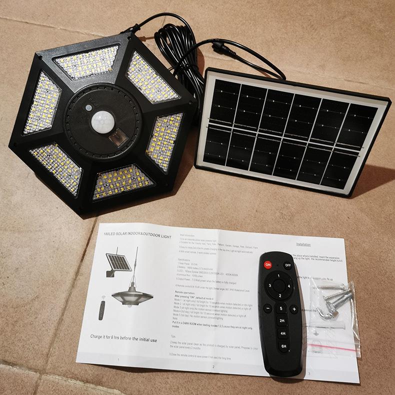 Outdoor Solar LED Pendant Light for Balcony, Pavilion, Terrace, Shed, Garage, and Courtyard.